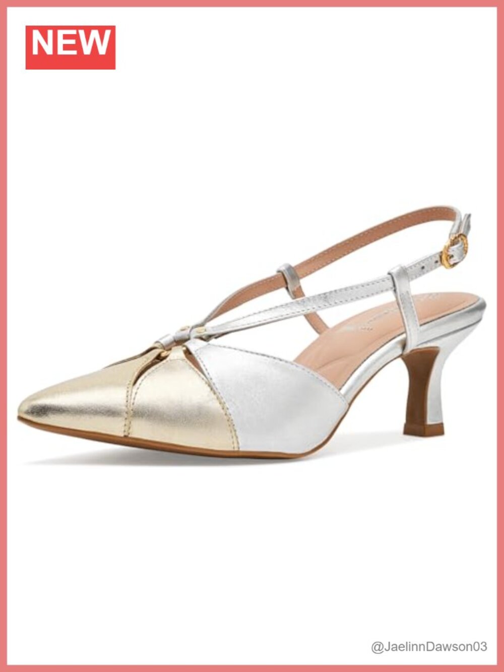 Leather Pointed Toe Kitten Heel Slingback Pumps